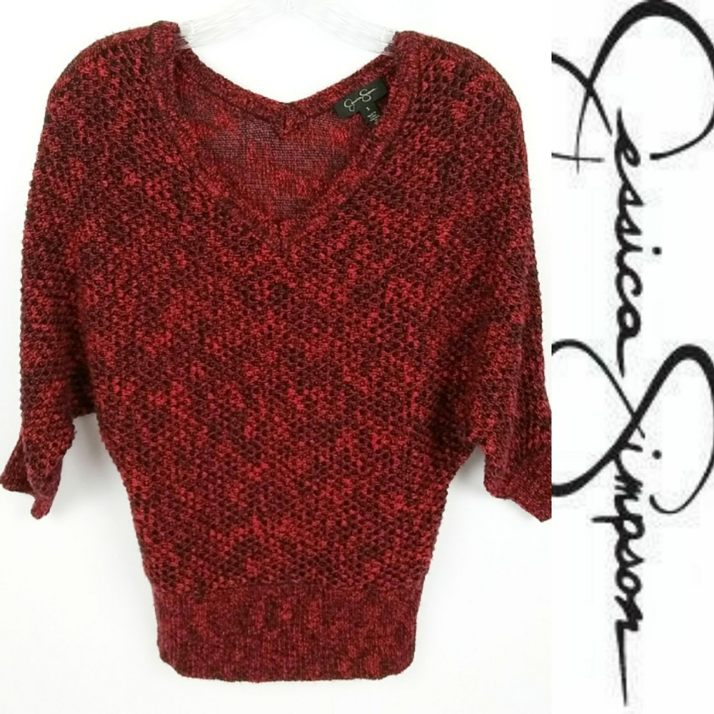 SOLD - JESSICA SIMPSON Womens Red Knit Sweater Size Small